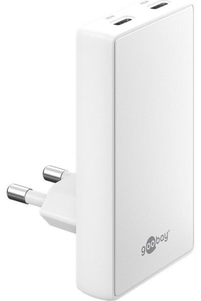 goobay USB-C PD GaN Διπλός Ταχυφορτιστής 90 °   Επίπεδο (45 W) λευκό - (75722)