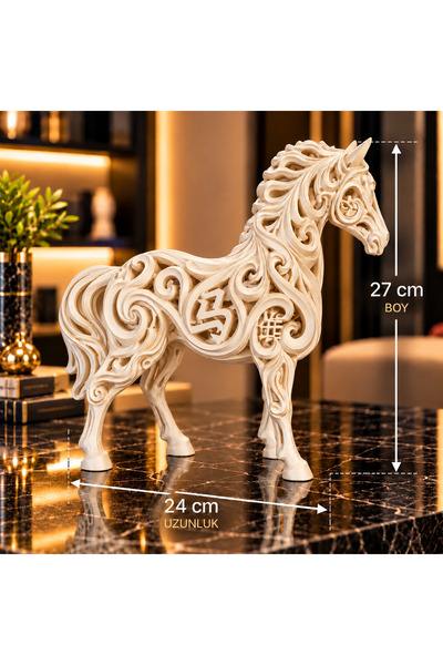 EMYCO. EMY&CO Premium İşlemeli At Heykeli 27 cm – Bakır Görünümlü Modern Deko...