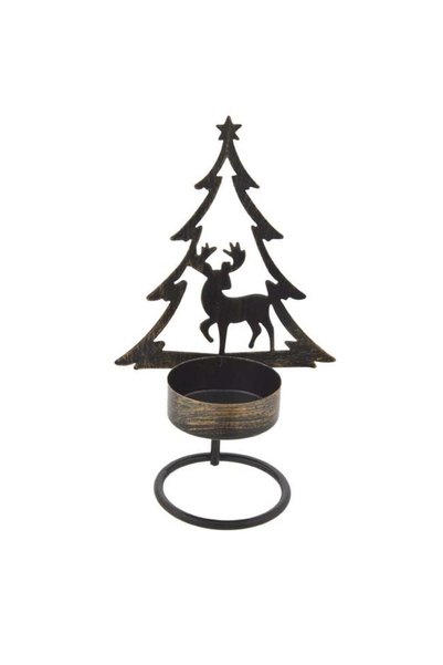 SHOPIENS Sfesnic Decorativ Craciun Metalic Bronz Mat Brad Cu Ren 14cm Lumanar...