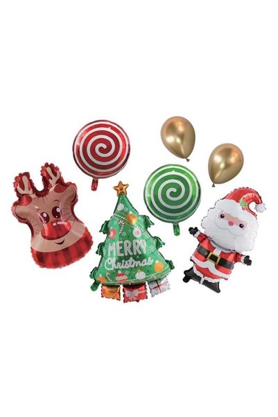 SHOPIENS Set Baloane Folie Craciun Mos Craciun Ren Brad Acadele Latex Aurii 7...