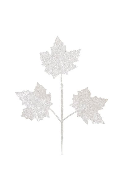 SHOPIENS Ramura Decorativa Craciun Frunze Albe Glitter 51cm Shopiens®