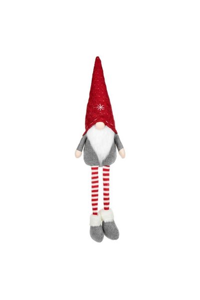SHOPIENS Figurina Decorativa Craciun Gnome Asezat Caciula Rosie Tricotata Pic...
