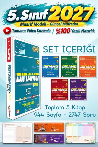 Tonguç Yayınları 5. Sınıf Maarif Modeli Dinamo Soru Bankası Seti Tüm Dersler ...
