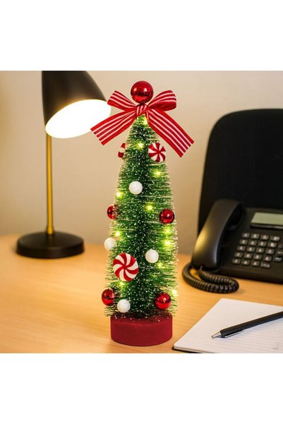 SHOPIENS Brad Decorativ Craciun Verde Nins Candy Cu LED 37cm Ornamente Candy ...
