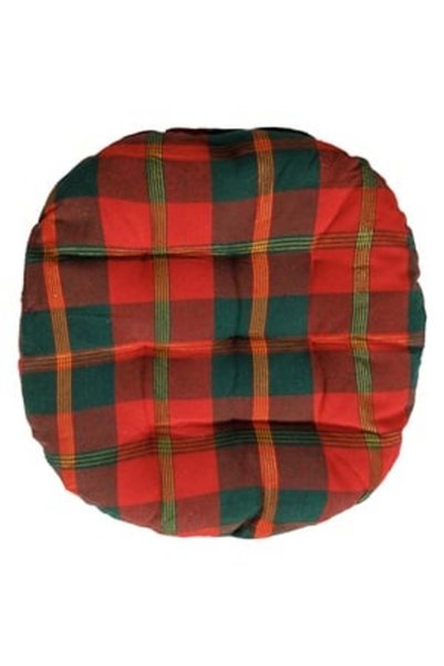 OEM Perna Scaun Rotunda Decorativa de Craciun Rosie Verde in Carouri Ø40cm