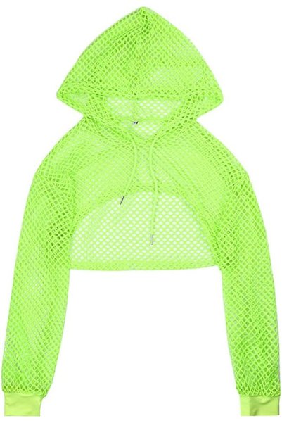 OtherMax Bluză Damă Crop Top din Plasă Sexy de Petrecere Respirabilă Verde L