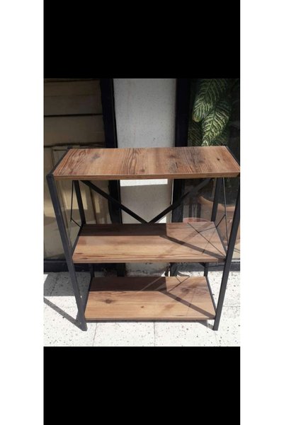 Premini Modern Dekoratif Mdf Ahşap 3 Raflı Servis Arabası