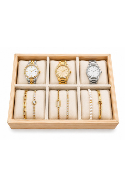 İsdeksan Wooden Case, Suede Fabric, Special Watch Box, Watch Stand