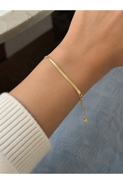 LUNAERA JEWELRY Gold Color Fish Back Chain Women's Bracelet 17 cm + 5 cm Exte...