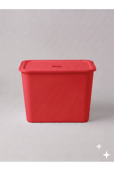 decosense Red Lid Ultra Large 24 Liter 40X30X30 cm Polypropylene Plastic Organizer - Toy Box and Storage Basket