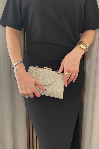 Fibag Women's Gold Silvery Evening Bag