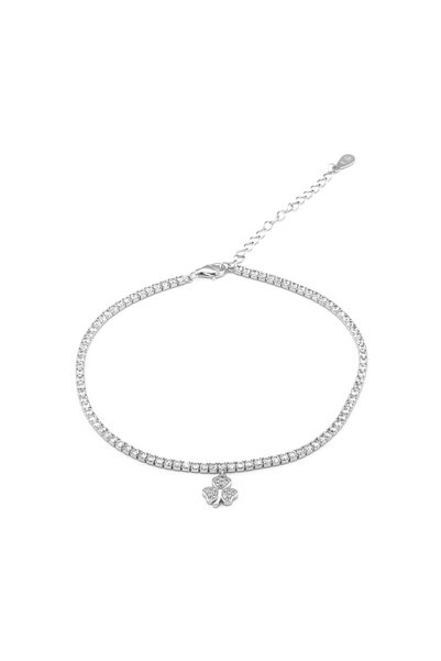 Sonis Silver Brățară pentru gleznă, din argint 925 rodiat cu cubic zirconia, ...