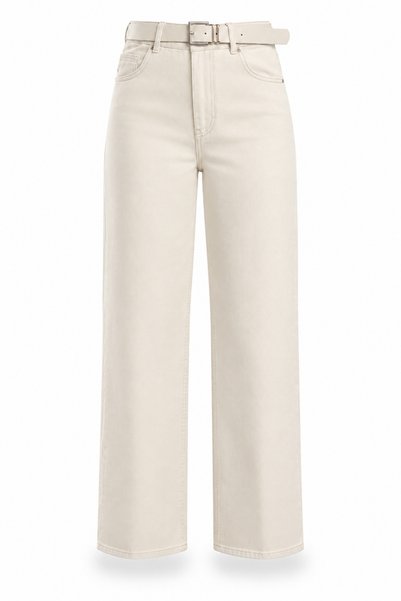 5in1Canpolat Beige Belted Straight Fit Jean 1021