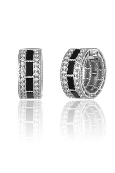 Sonis Silver Cercei din argint 925 rodiat cu onix și cubic zirconia, negru și...