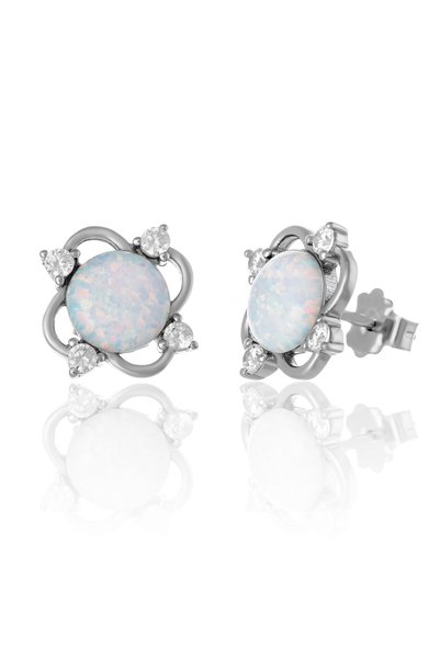 Sonis Silver Cercei din argint 925 rodiat cu opal de laborator și zirconia fa...