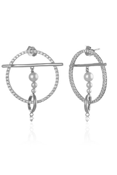 Sonis Silver Cercei din argint 925 rodiat cu cubic zirconia și perle de labor...