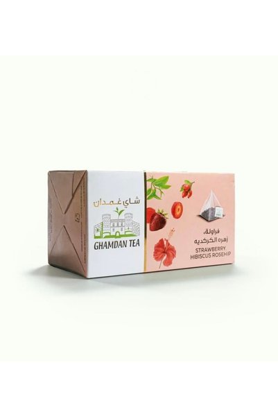 sweet sugar شاي الفراولة و الكركديه تحتوي على 20 كيسًا هرمي، حلاوة الفراولة ا...