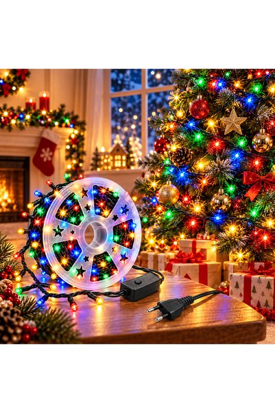 Generic Brand LED коледна светеща верига на ролка, 30 м, 180 LED диода, 8 реж...