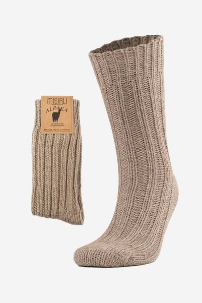 Aytuğ&Mısırlı Egyptian Unisex 5 Layer Alpaca Wool Winter Single Sock Socks Beige