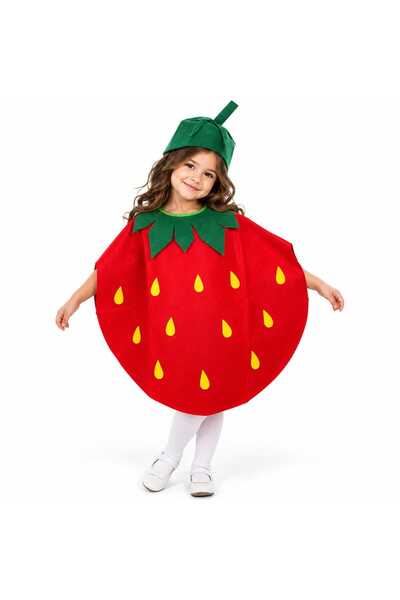 MASHASHOP Costum pentru copii, căpșună, roșu, 3-7 ani