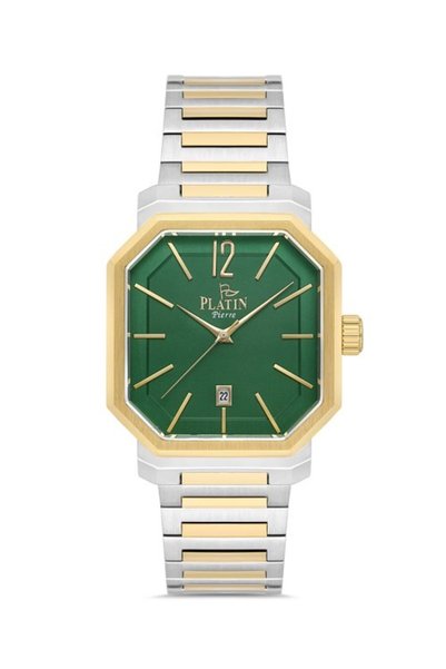 Platin Pierre Sa- Pl-1264Ga-D10Calendar Steel Band Men's Wristwatch
