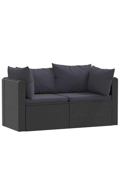 vidaxl Set mobilier de grădină cu perne, 2 piese, negru, poliratan