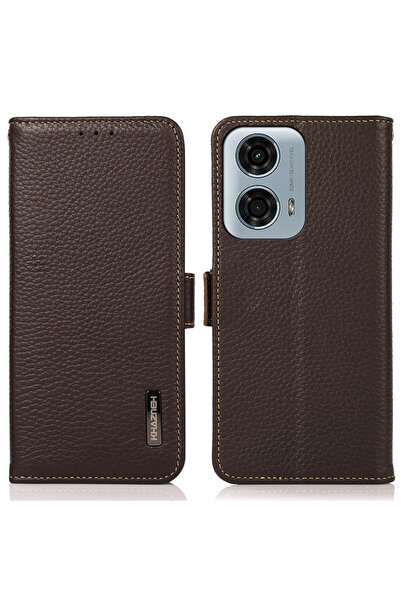KHAZNEH Husă din piele RFID pentru Motorola Moto G04 / G24 / G24 Power, Textu...
