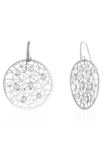 Sonis Silver Cercei din argint 925 rodiat cu perlă de laborator, alb - 4.5 cm...