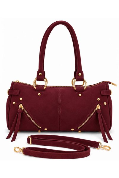 Neli Elegant Women's Suede Zipper Detailed Bag