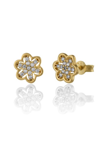 Sonis Silver Cercei din aur 585 / 14K cu cubic zirconia, transparentă