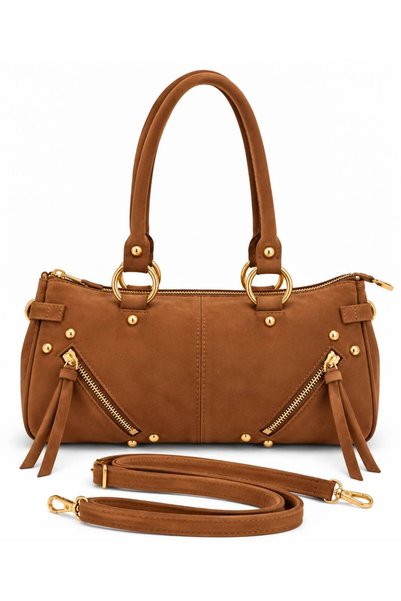Neli Elegant Women's Suede Zipper Detailed Bag