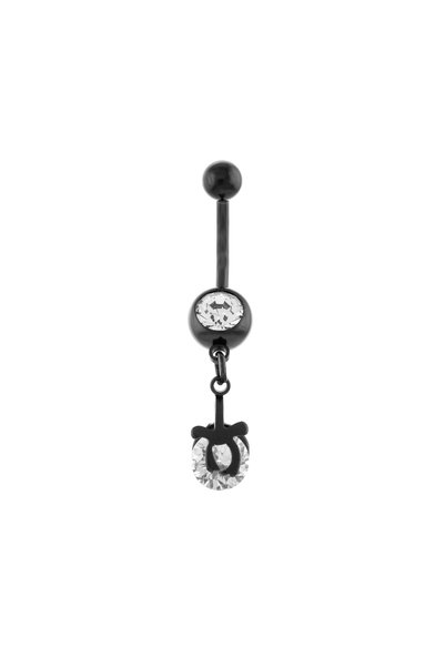 Sonis Silver Piercing ombilical din oțel medicinal, placat cu rodiu negru cu ...