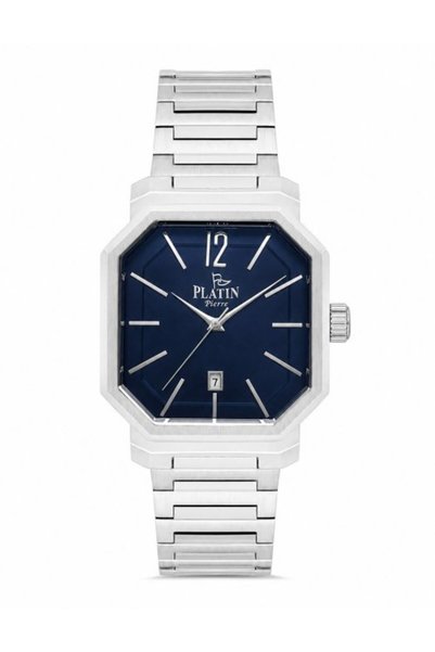 Platin Pierre Sa- Pl-1264Ga-A3 Calendar Steel Band Men's Wristwatch