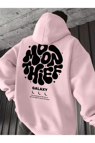 over head oh سويت شيرت هودي رجالي مطبوع عليه Moon Thief Galaxi مقاس كبير بثلا...