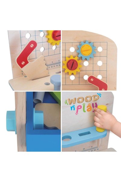 OEM Banc de Lucru din Lemn 40x24.5x64.5cm - 50 piese – Joacă de Rol și Îndemânare
