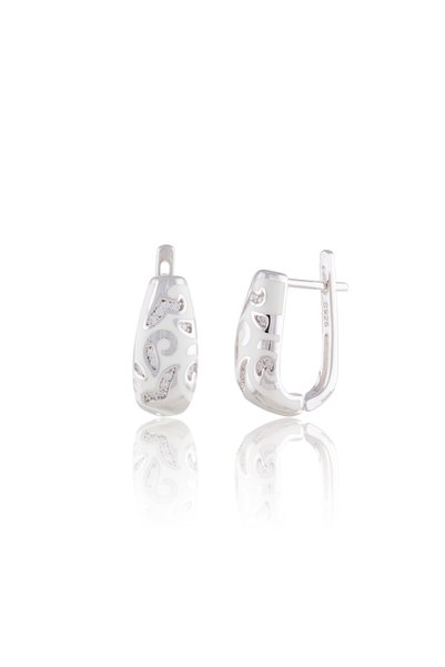 Sonis Silver Cercei din argint 925 rodiat cu email, alb