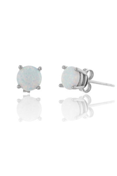 Sonis Silver Cercei din argint 925 rodiat cu opal de laborator, alb - 1.36 g