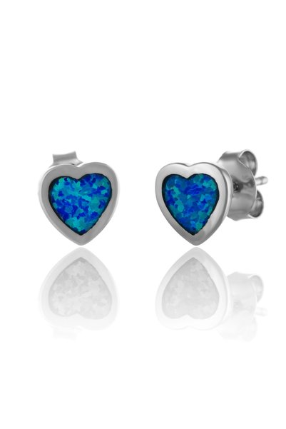 Sonis Silver Cercei din argint 925 rodiat cu opal de laborator, albastru - 1....