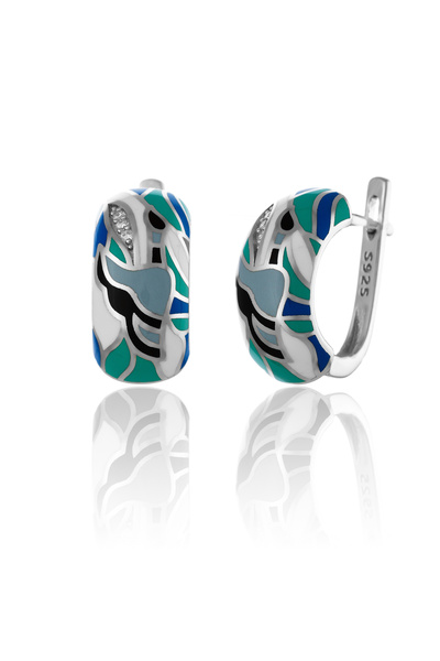 Sonis Silver Cercei din argint 925 rodiat cu cubic zirconia și email, multico...
