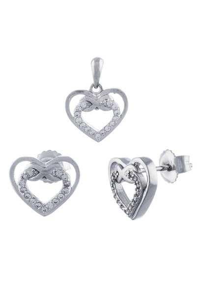Sonis Silver Set din argint 925 rodiat (cercei + pandantiv) cu cubic zirconia...