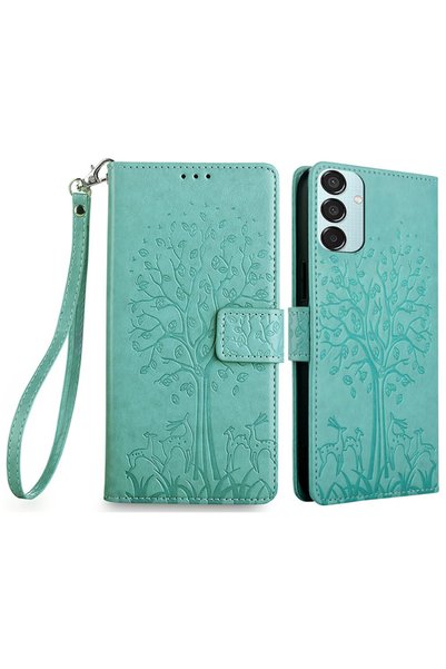 XGSM Husă flip Samsung Galaxy M15 5G, cu model copac, verde