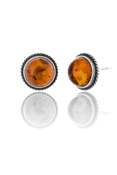 Sonis Silver Cercei din argint 925 vintage cu chihlimbar , maro cognac - 1.64 g