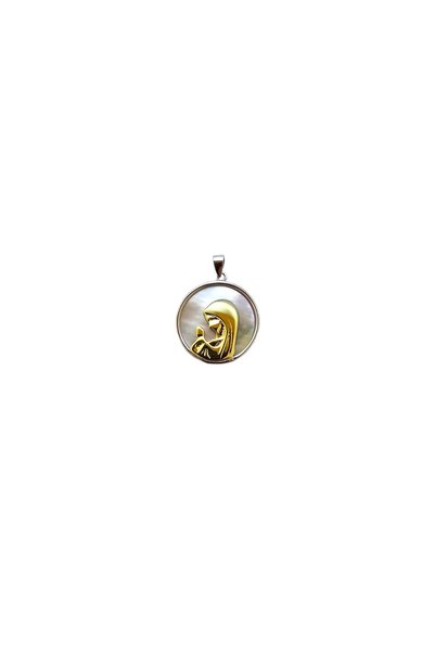 Sonis Silver Pandantiv din argint 925 rodiat, placat cu aur de 14K cu sidef, ...