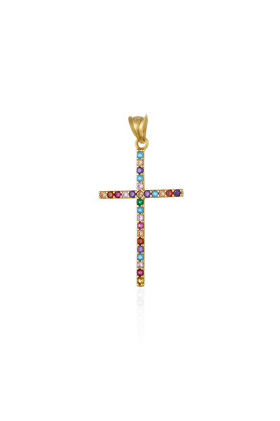 Sonis Silver Pandantiv tip Cruce, din aur 585 / 14K cu cubic zirconia, multic...