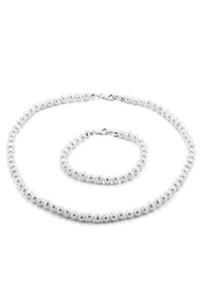 Sonis Silver Set perle de cultură cu închizătoare din argint 925 (colier + br...