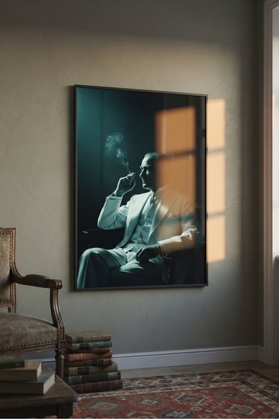HFG Studio Siyah Çerçeveli Mustafa Kemal Atatürk Poster Tablo - Sinematik Işı...