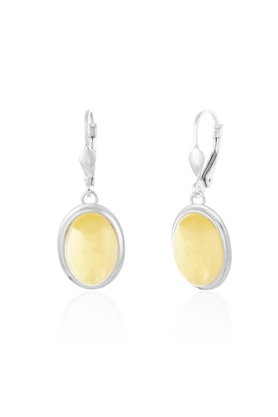 Sonis Silver Cercei din argint 925 cu chihlimbar , galben pal