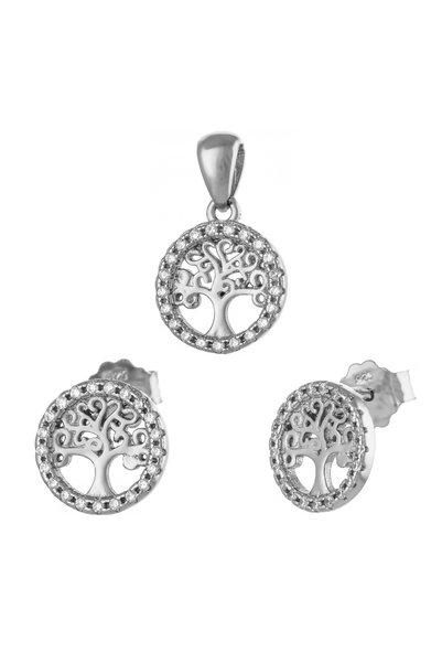 Sonis Silver Set din argint 925 rodiat (cercei + pandantiv) cu cubic zirconia...