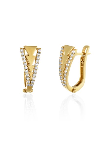 Sonis Silver Cercei din aur 585 / 14K cu cubic zirconia, transparentă