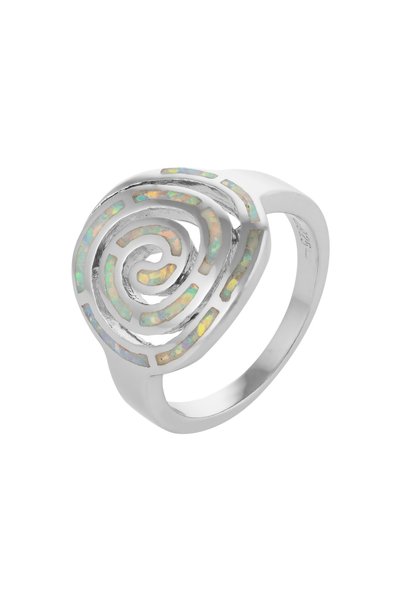 Sonis Silver Inel din argint 925 rodiat cu opal de laborator, alb